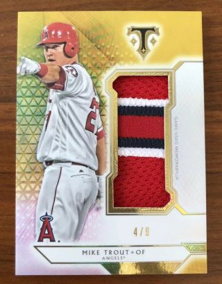 2018 Topps Triple Threads Mike Trout Jumbo Relic Card 4/9 Game - Jersey Look
