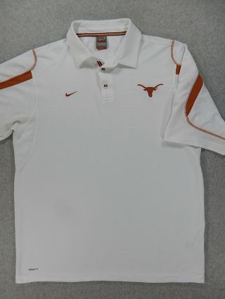 Texas Longhorns Nike Fit Dry Football Sideline Polo Shirt (mens Large) White