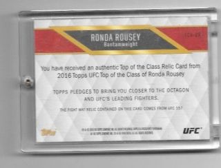 2016 Topps UFC Top of the Class Silver Parallel Relic Card RONDA ROUSEY 13/25 2