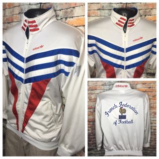 Vintage Adidas France Team Full Zip Jacket White Mens Medium