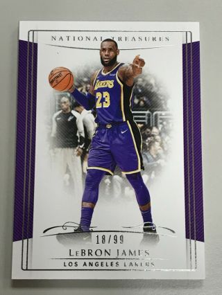 2018 - 19 National Treasures Lebron James Base 18/99 Lakers