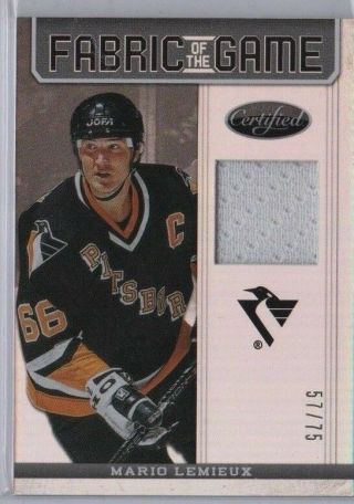 Mario Lemieux 12 - 13 Panini Certified Fabric Of The Game Jersey 57/75 Prism Sp