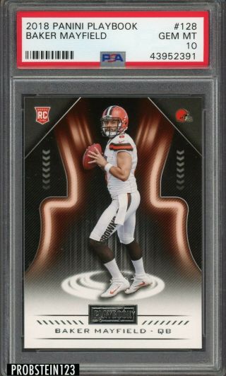 2018 Panini Playbook 128 Baker Mayfield Cleveland Browns Rc Rookie Psa 10