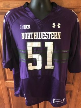 Mens Large Northwestern Wildcats Under Armour Football Authentic Jersey 51 Fitzg