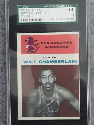 Philadelphia Warriors Wilt Chamberlain Fleer Trading Card 60 Psa 5 Ex.
