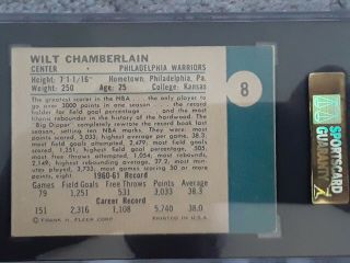 Philadelphia Warriors Wilt Chamberlain Fleer Trading Card 60 PSA 5 Ex. 2