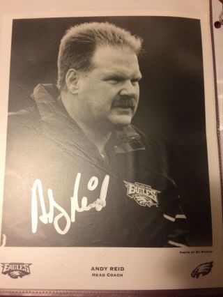 Andy Reid Hot Signed Autographed Eagles Chiefs 8x10 Photo Beckett Bas