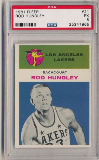1961 - 62 Fleer Basketball 21 Rod Hundley Psa 5 Set Break L.  A.  Lakers