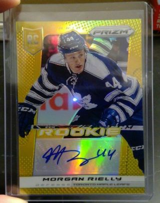 2013 - 14 Panini Prizm Rookie Gold Morgan Rielly 395 Autograph 08/10 Maple Leafs