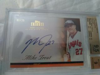 Mike Trout 2012 Topps Tribute Auto Of The G.  O.  A.  T Hot 35 Hr.  86 Rbi