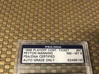 1998 PLAYOFF CONTENDERS RED PEYTON MANNING ROOKIE TICKET AUTO PSA AUTO 8 NM - MT 2