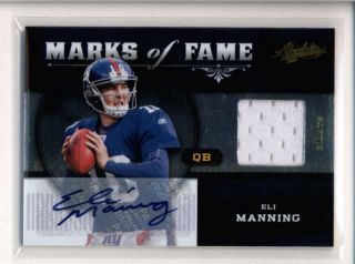 Eli Manning 2011 Panini Absolute Marks Of Fame Game Jersey Auto 05/10 K8360