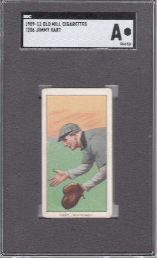 1909 - 11 T206 Jimmy Hart (s.  L. ) Of The Montgomery Climbers Old Mill Back Sgc Auth