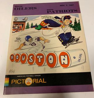 Vintage 11/5/1967 Oilers Vs Boston Patriots Bissell Cover