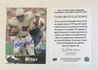 Terry Metcalf 2011 Upper Deck College Football Legends Auto Autograph 97 Buyback