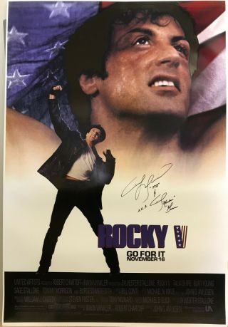 Tommy Morrison Signed Rocky V Movie Poster Tcb & Tommy Machine Gunn Inscriptions
