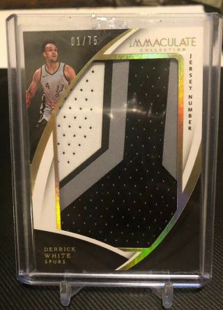 2017 - 18 Panini Immaculate Derrick White Jersey Number Rookie Patch 1/75 1/1