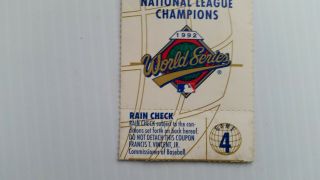 1992 World Series Ticket Stub Atlanta Braves at Toronto Blue Jays Game 4 6