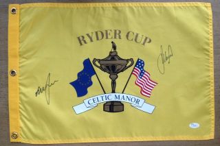 Graeme Mcdowell & Lee Westwood Auto Autograph Signed Ryder Cup Golf Flag Jsa
