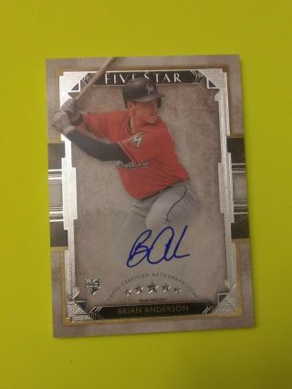Brian Anderson Rookie On - Card Auto 2018 Topps Five Star Fsa - Ba Marlins Hot