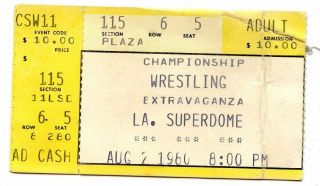 Wrestling Ticket Stub Louisiana Superdome Bill Watts Uwf 8/2/1980