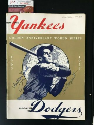 1953 World Series Program Signed By Phil Rizzuto And Whitey Ford W/coa From Jsa