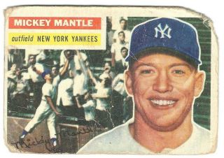 1956 Topps 135 Mickey Mantle York Yankees Poor