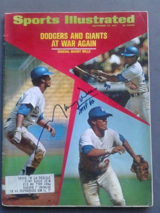 Maury Wills Autographed Sports Illustrated Sept 27,  1971 Ex W/coa