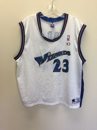 Vintage Michael Jordan Washington Wizards Nba Champion Jersey Size 44 White