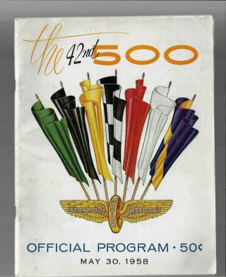 Vintage Racing Program The 42nd Indy 500 Motor Speedway 1958 33 Named Drivers
