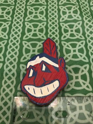 Cleaveland Indians Chief Wahoo Wooden Painted Pin Brooch