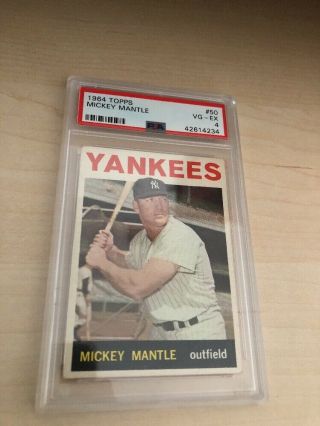 1964 Topps 50 Mickey Mantle York Yankees.  Psa 4