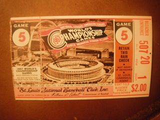 1967 World Series St Louis Cardinals Ticket Stub Vs Redsox Game Five (pinhole)