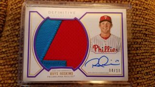 2019 Topps Definitive Rhys Hoskins Jersey Patch Auto Phillies 4/10