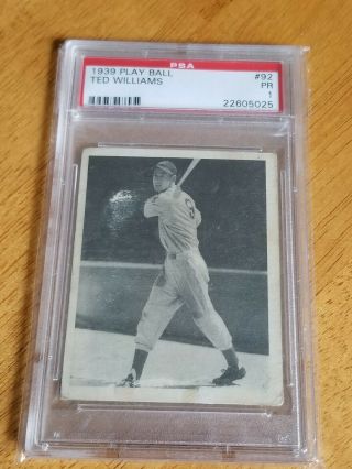 1939 Play Ball 92 Ted Williams Rc Psa 1 Boston Red Sox Hof Top 10 Iconic Card