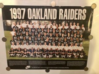 1997 Nfl Oakland Raiders Team Poster 22 " X17 " Nike Al Davis Las Vegas Football