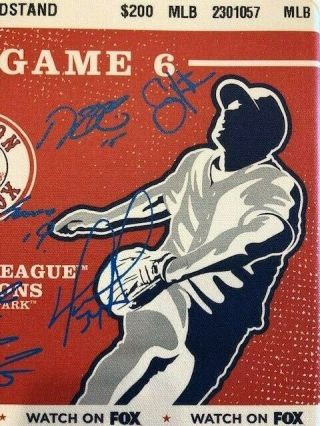 2013 World Series Champs Boston Red Sox Team - Signed (13) Canvas Ticket - COAs 2