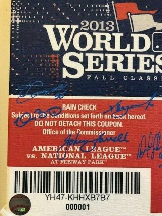 2013 World Series Champs Boston Red Sox Team - Signed (13) Canvas Ticket - COAs 5
