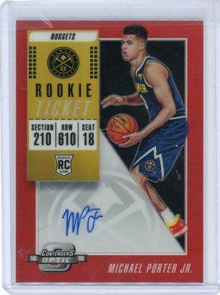 2018 - 19 Contenders Optic Rookie Red Michael Porter Jr.  28/149 Rc Auto