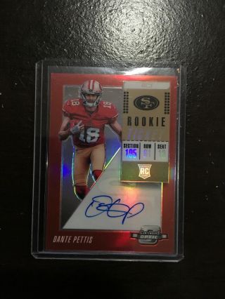 2018 Panini Contenders Red Optic Dante Pettis D 46/149 Rookie Rc Auto Sf 49ers