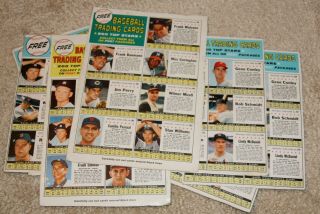 56 Baseball Cards Cut From The Back Of Post Cereal Boxes In 1961,