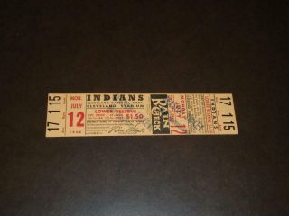 Vintage 1948 Cleveland Indians World Series Champs Baseball Full Ticket