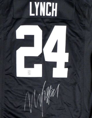 Raiders Marshawn Lynch Autographed Black Nike Jersey Size Xl Ml Holo 131229