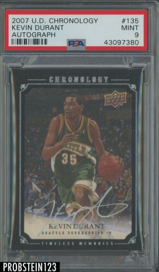 2007 - 08 Ud Chronology Timeless Kevin Durant Rc Rookie Auto /99 Psa 9