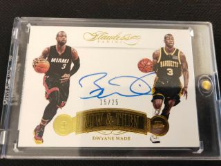 2014 - 15 Panini Flawless On Card Auto Dwyane Wade Now & Then 15/25 Sp Autograph