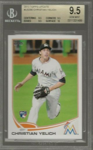 2013 Topps Update Christian Yelich Rc Us290 Marlins Rookie B Bgs 9.  5 Gem
