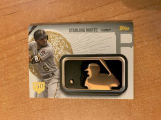 2019 Topps Series 2 - Starling Marte - 150th Golden Anniversary Logo Patch /150