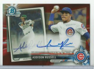 2017 Bowman Chrome Addison Russell Then & Now Auto/autograph Red Refractor 3/5
