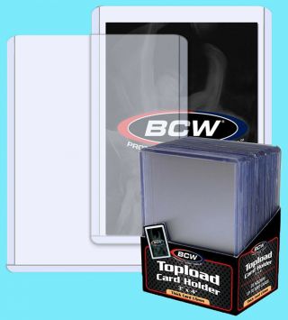 50 Bcw 59pt 1.  5mm Thick Toploader Trading Card Holder Sport Topload Rigid Jersey
