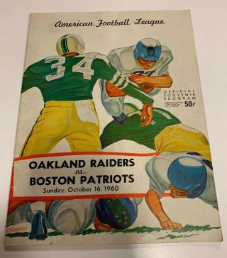 Vintage 10/16/1960 Afl Program Raiders Vs Boston Patriots Kezar Stadium Oakland